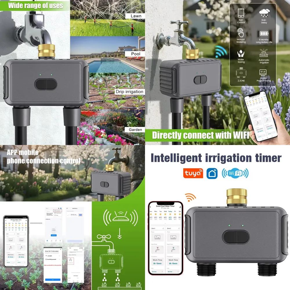 Smart Garden System - WAP01 ตัวตั้งเวลาควบคุมการรดน้ำแบบ WiFi ควบคุมผ่านแอพ 2 หัวฉีดน้ำ