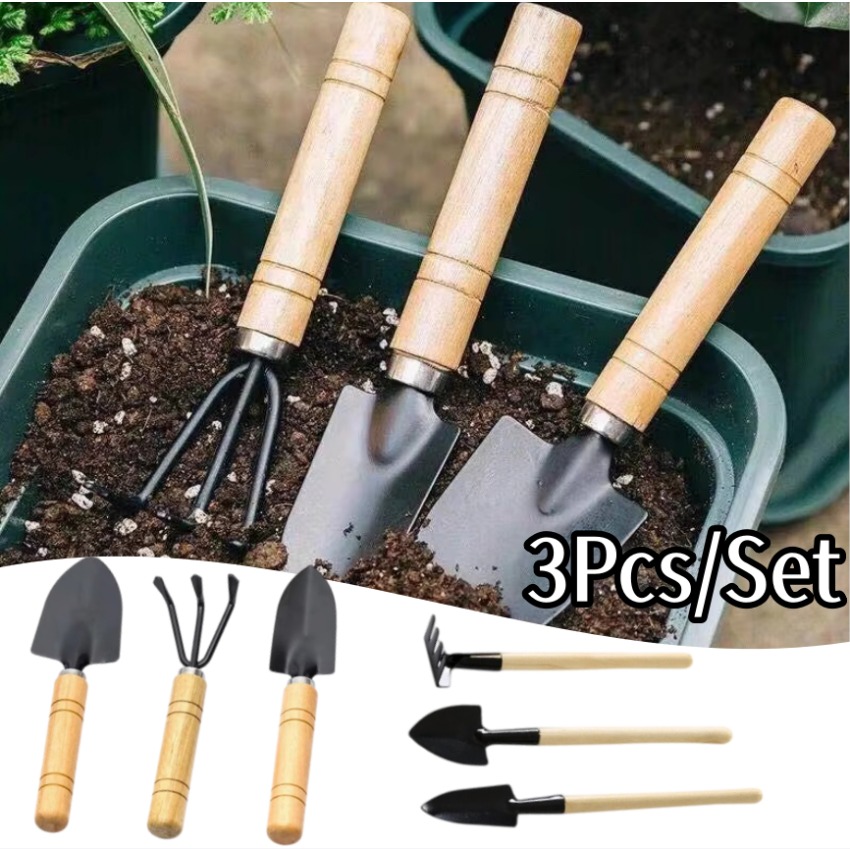 Indoor Garden Kit - ชุดเครื่องมือทำสวนขนาดเล็ก 3 ชิ้น/ชุด พกพาสะดวก ประกอบด้วย คราด